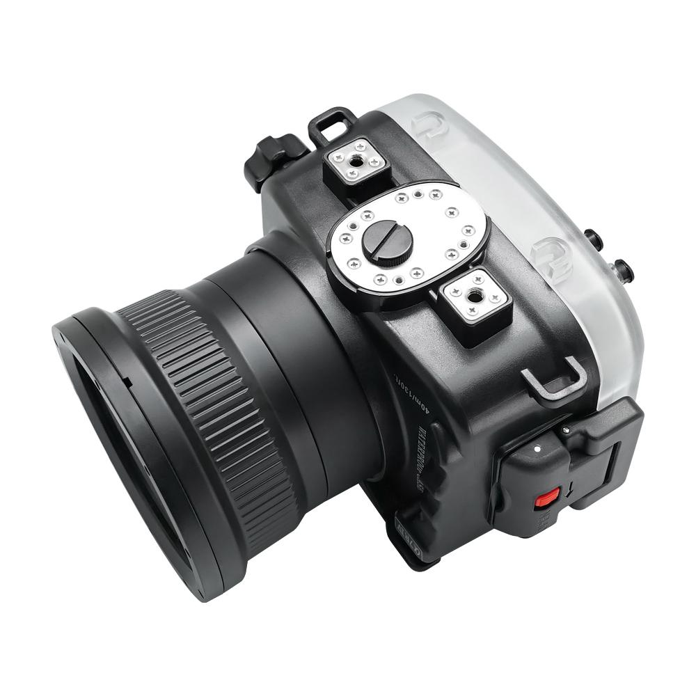 Sony A7R IV 40M/130FT Underwater camera housing with 6" Flat Long Port for Sony FE 24-105mm F4 (standard port included). Black