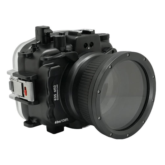 Canon EOS M50 / EOS Kiss M 40m/130ft SeaFrogs Underwater Camera Housing with 15-45mm/11-22mm flat port