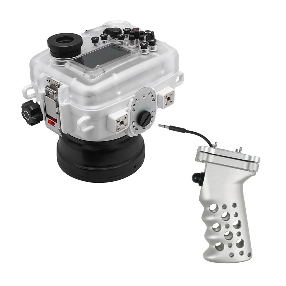 SeaFrogs 60M/195FT Waterproof housing for Sony A6xxx series Salted Line with Aluminium Pistol Grip (White) / GEN 3