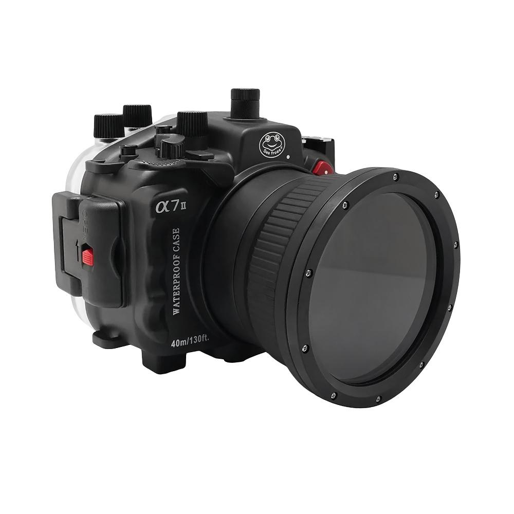 Sony A7 II NG V.2 Series UW camera housing kit with 8" Dome port (Including standard port) Zoom rings for FE12-24 F4 and FE16-35 F4 included. Black