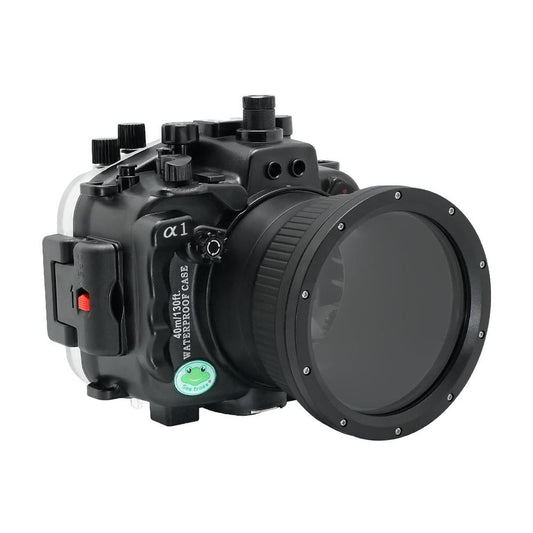 Sony A1 40M/130FT Underwater camera housing with Standard port. Black