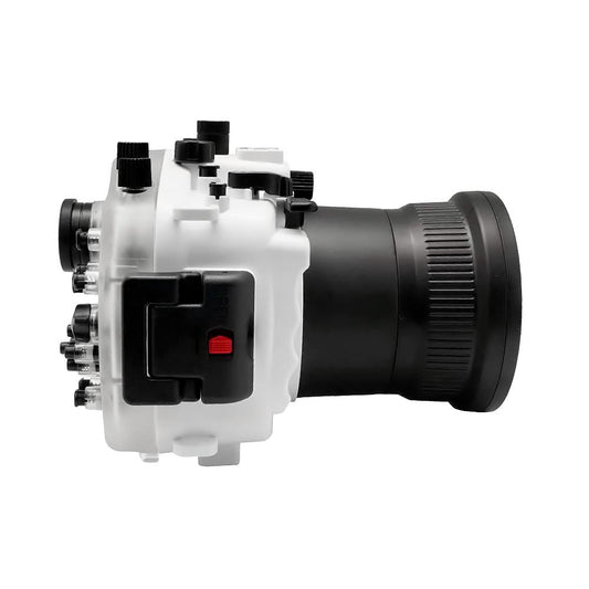 Sony A7R III V.2 Series 40M/130FT Underwater camera housing (Including Flat Long port) Focus gear for FE 90mm / Sigma 35mm included. White