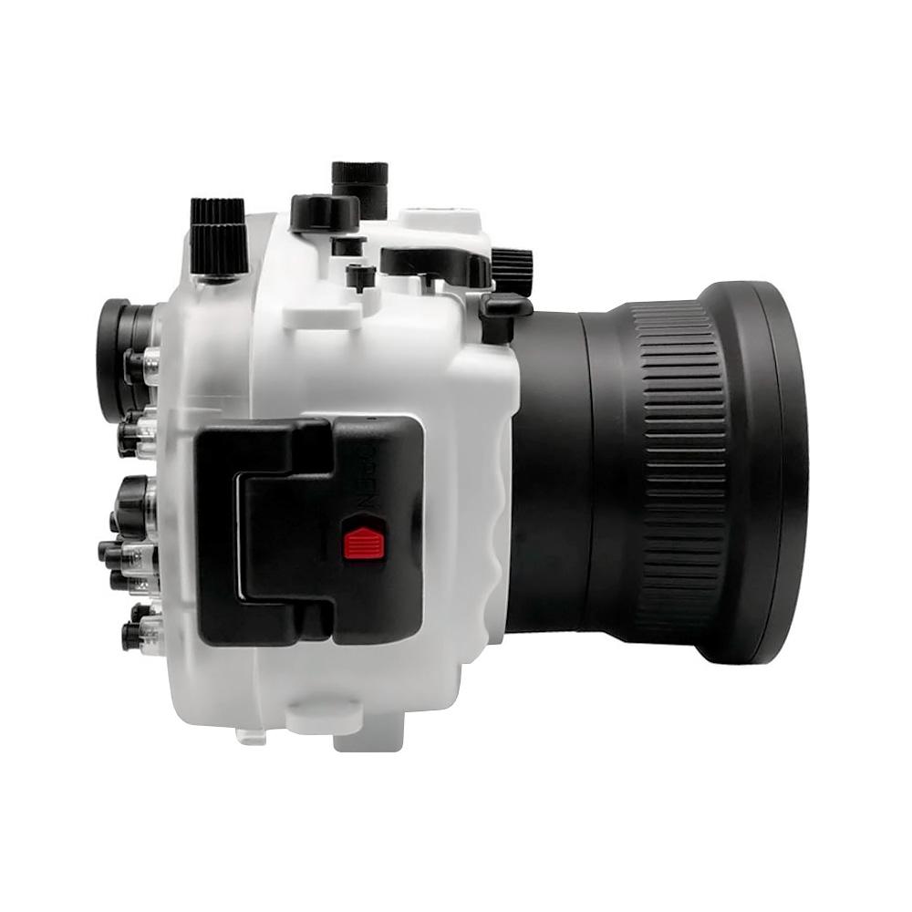 Sony A7 III 40M/130FT Underwater camera housing with 6" Flat Long Port for Sony FE 24-105mm F4 (standard port included). White