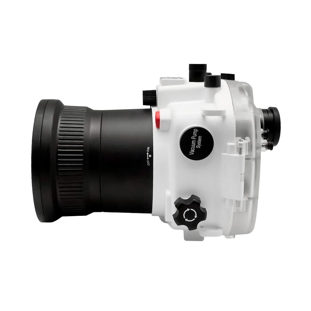 Sony A7 III V.2 Series 40M/130FT Underwater camera housing (Including Flat Long port) Focus gear for FE 90mm / Sigma 35mm included. White