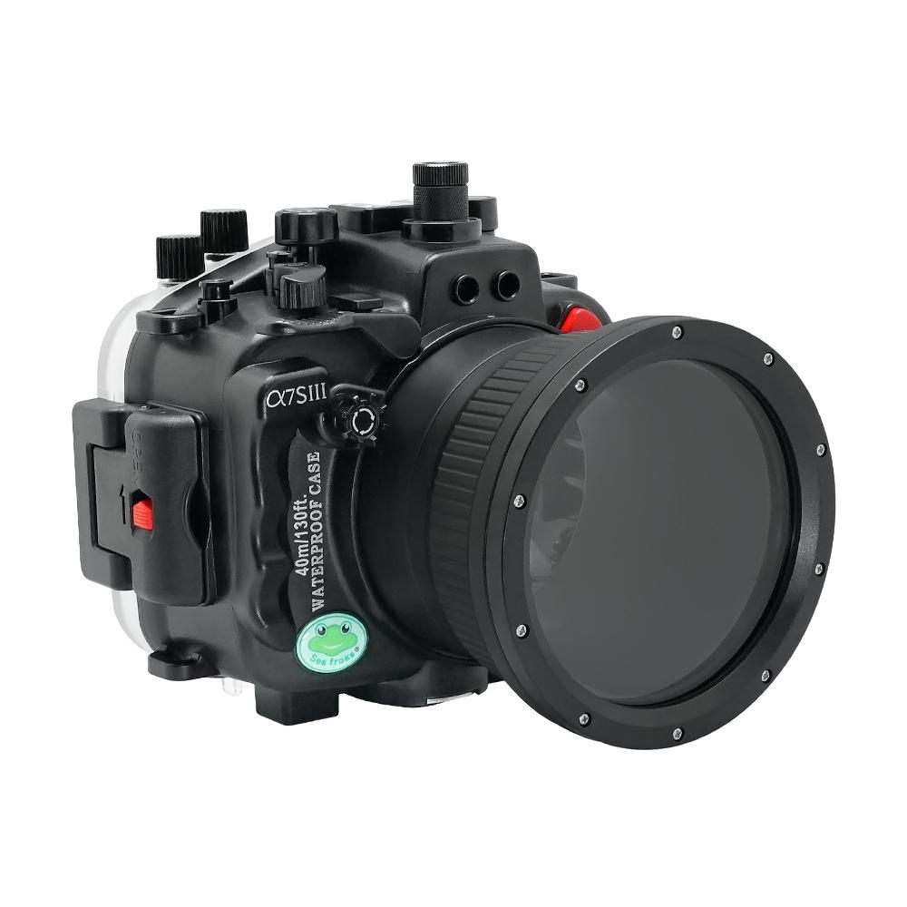 Sony A7S III 40M/130FT Underwater camera housing with Standard port. Black