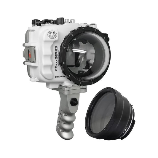 SeaFrogs UW housing for Sony A6xxx series Salted Line with Aluminium Pistol Grip & 4" Dry Dome Port (White) / GEN 3