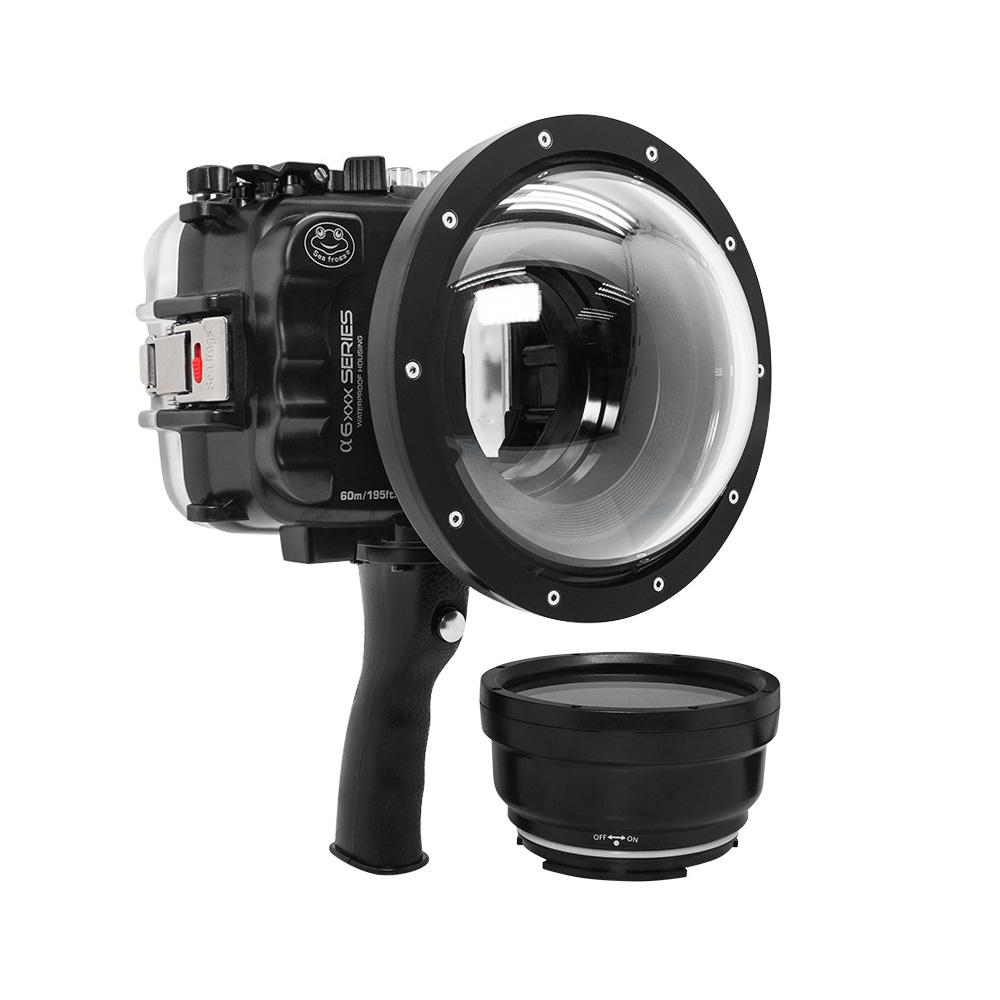 SeaFrogs UW housing for Sony A6xxx series Salted Line with pistol grip & 6" Dry dome port (Black) - Surfing photography edition / GEN 3