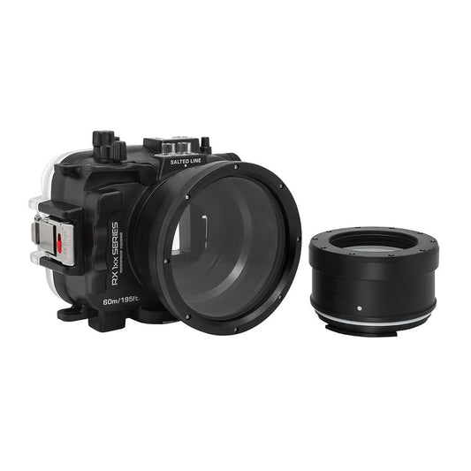 60M/195FT Waterproof housing for Sony RX1xx series Salted Line with 67mm threaded Macro port for Sony RX100 VI / VII (Black) - A6XXX SALTED LINE
