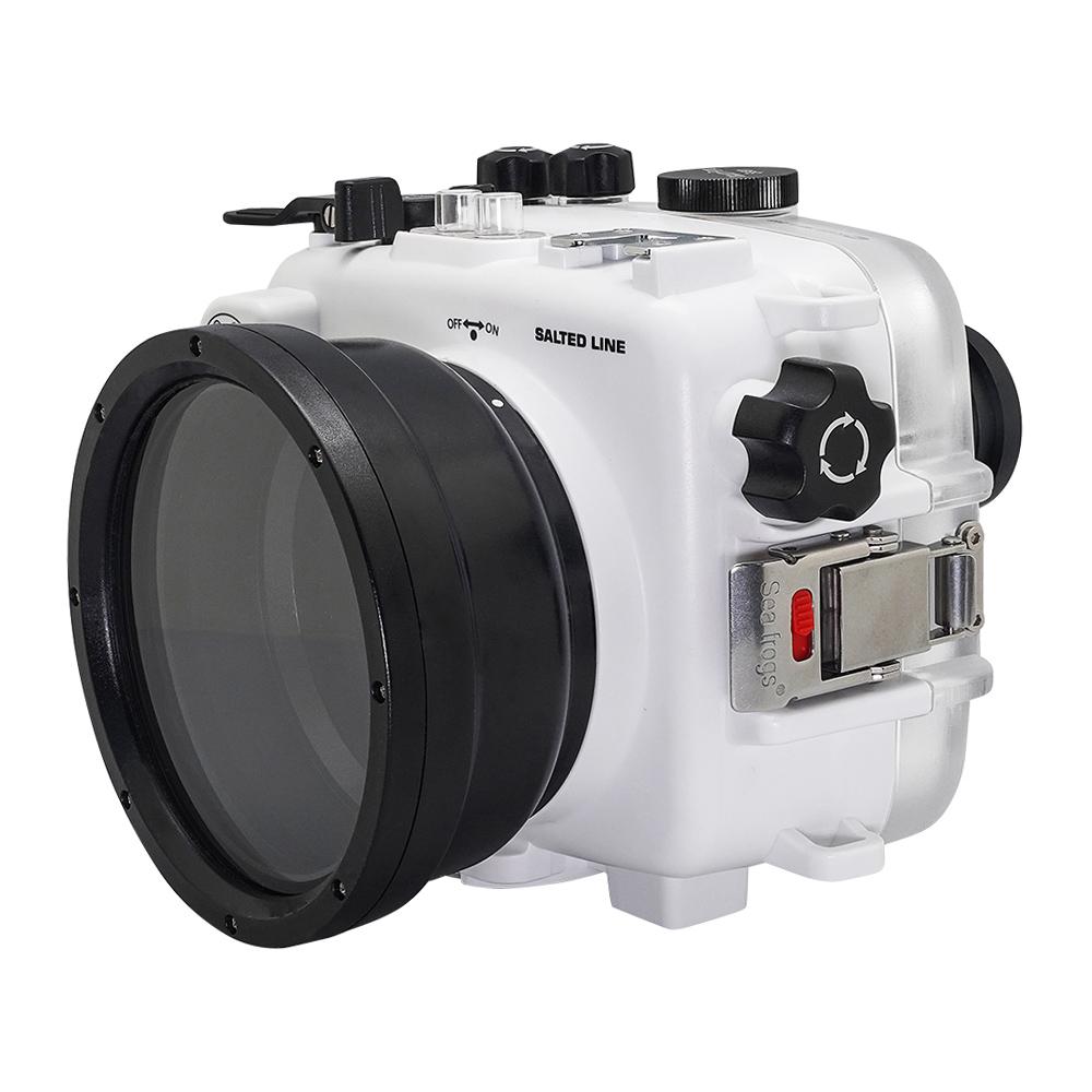 SeaFrogs 60M/195FT Waterproof housing for Sony A6xxx series Salted Line with 55-210mm lens port (White) / GEN 3