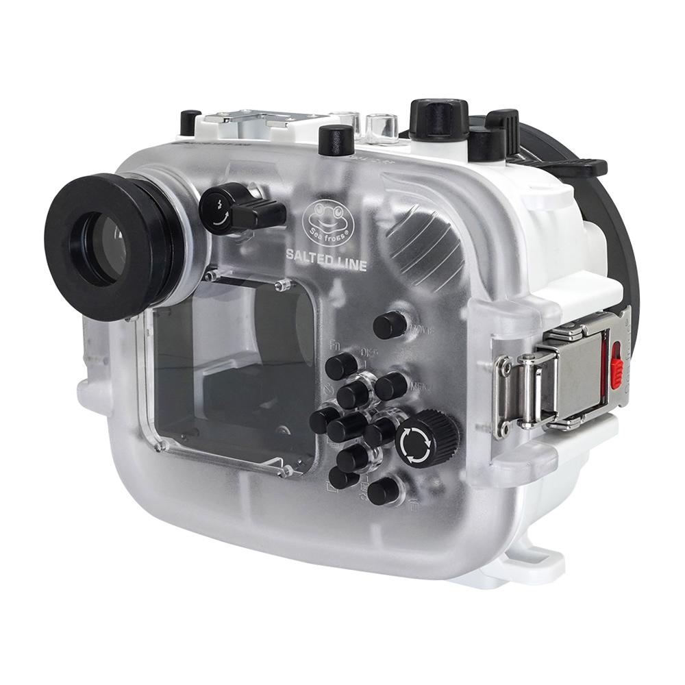 60M/195FT Waterproof housing for Sony RX1xx series Salted Line with Pistol grip & 4" Dry Dome Port(White) - A6XXX SALTED LINE