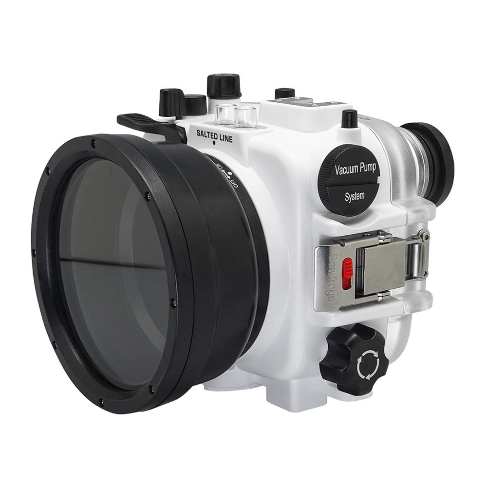 60M/195FT Waterproof housing for Sony RX1xx series Salted Line with Pistol grip & 6" Dry Dome Port - Surf (White) - A6XXX SALTED LINE
