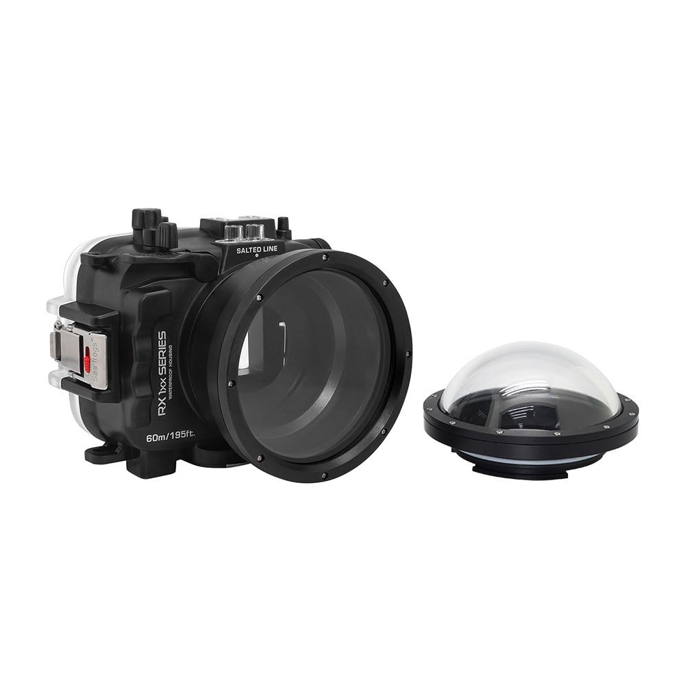 60M/195FT Waterproof housing for Sony RX1xx series Salted Line with 4" Dry Dome Port (Black) - A6XXX SALTED LINE