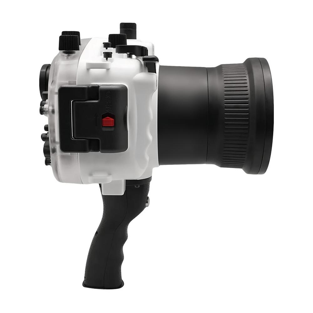 Sony A7 II NG V.2 Series 40M/130FT Underwater camera housing with pistol grip (Long port) White