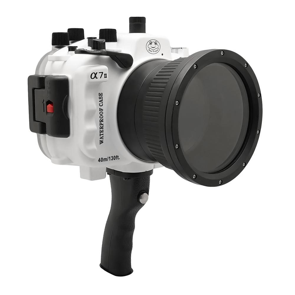 Sony A7 II NG V.2 Series 40M/130FT UW housing with 6" Dome port & pistol grip (Standard port) White