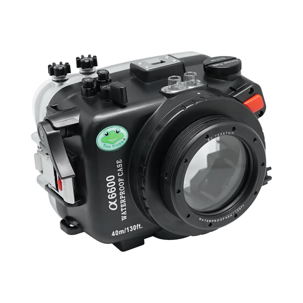 Sony A6600 SeaFrogs 40M/130FT UW housing with 6" Dry Dome Port for E10-18mm lens (zoom gear included) with Standard port for E16-50mm (zoom gear included)